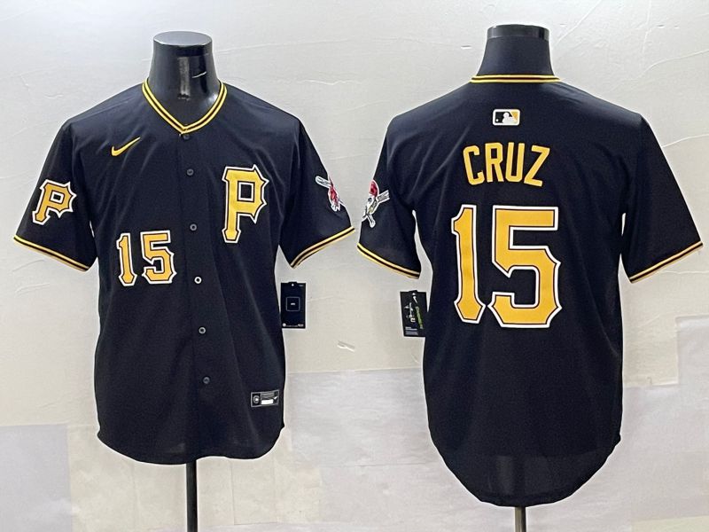 Men Pittsburgh Pirates #15 Cruz Black Game 2025 Nike MLB Jersey style 9